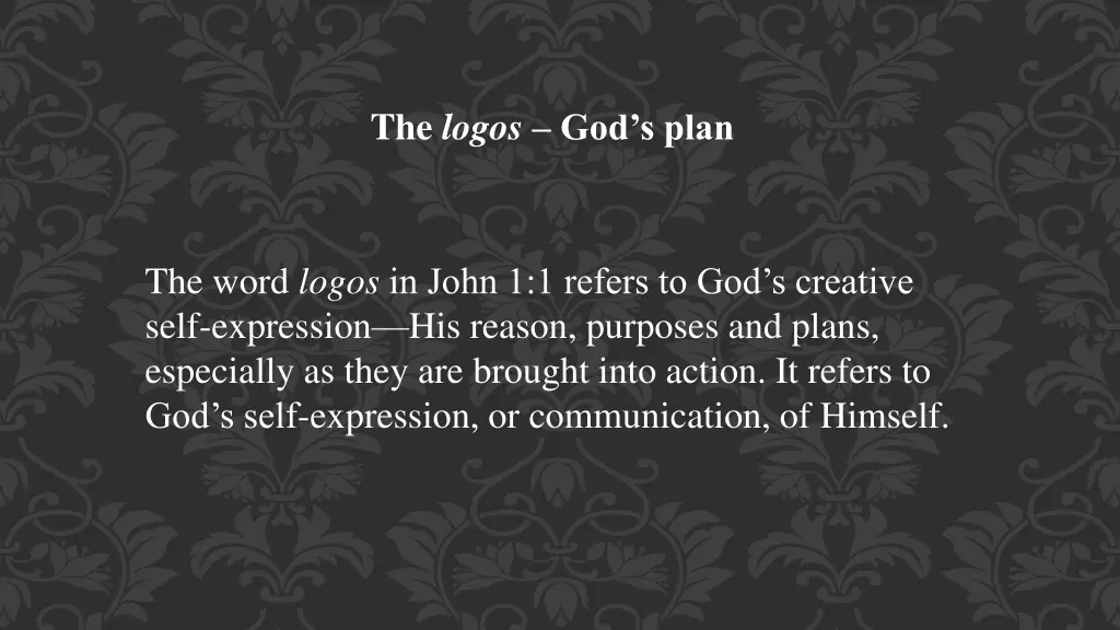the logos god s plan