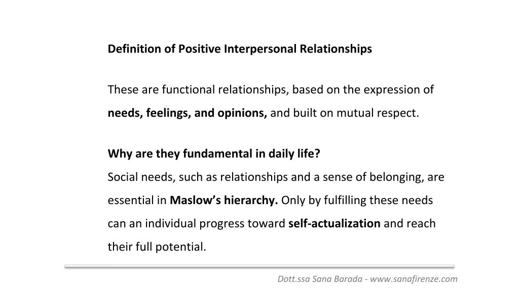 definition of positive interpersonal relationships