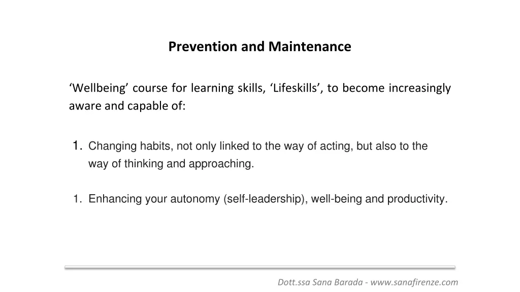 prevention and maintenance