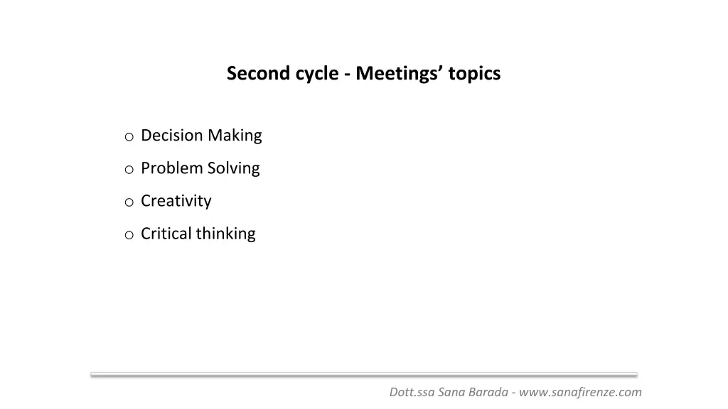 second cycle meetings topics