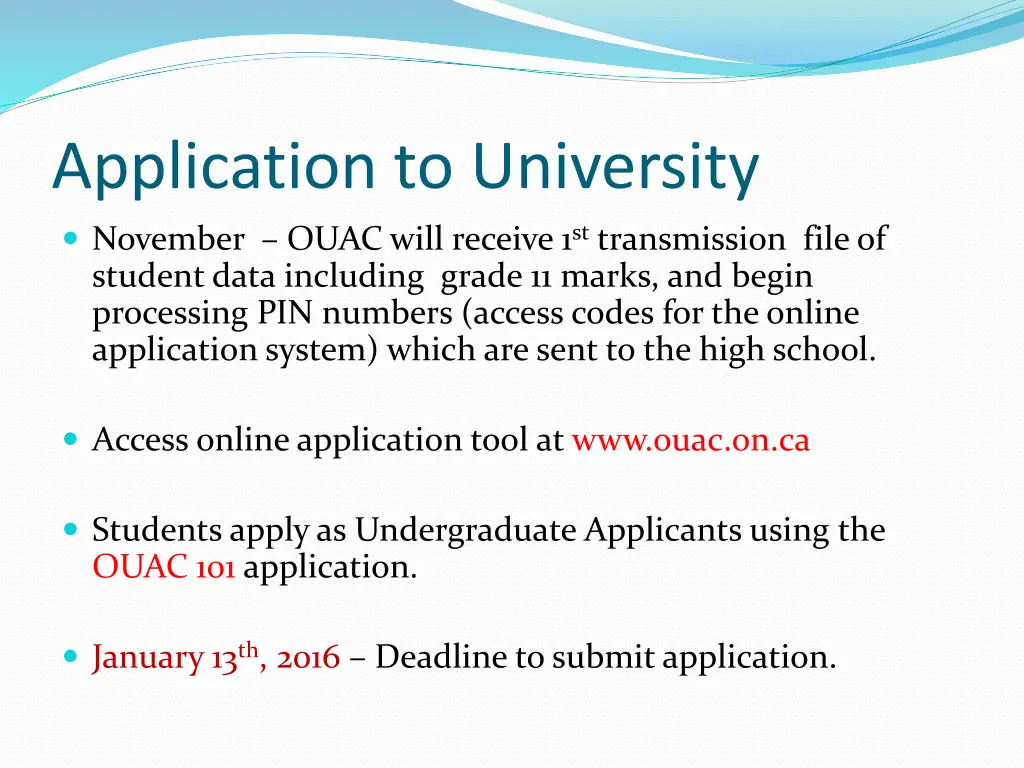 application to university
