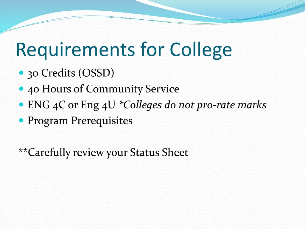 requirements for college