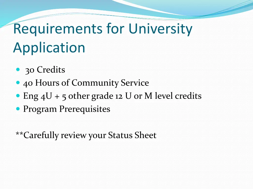 requirements for university application
