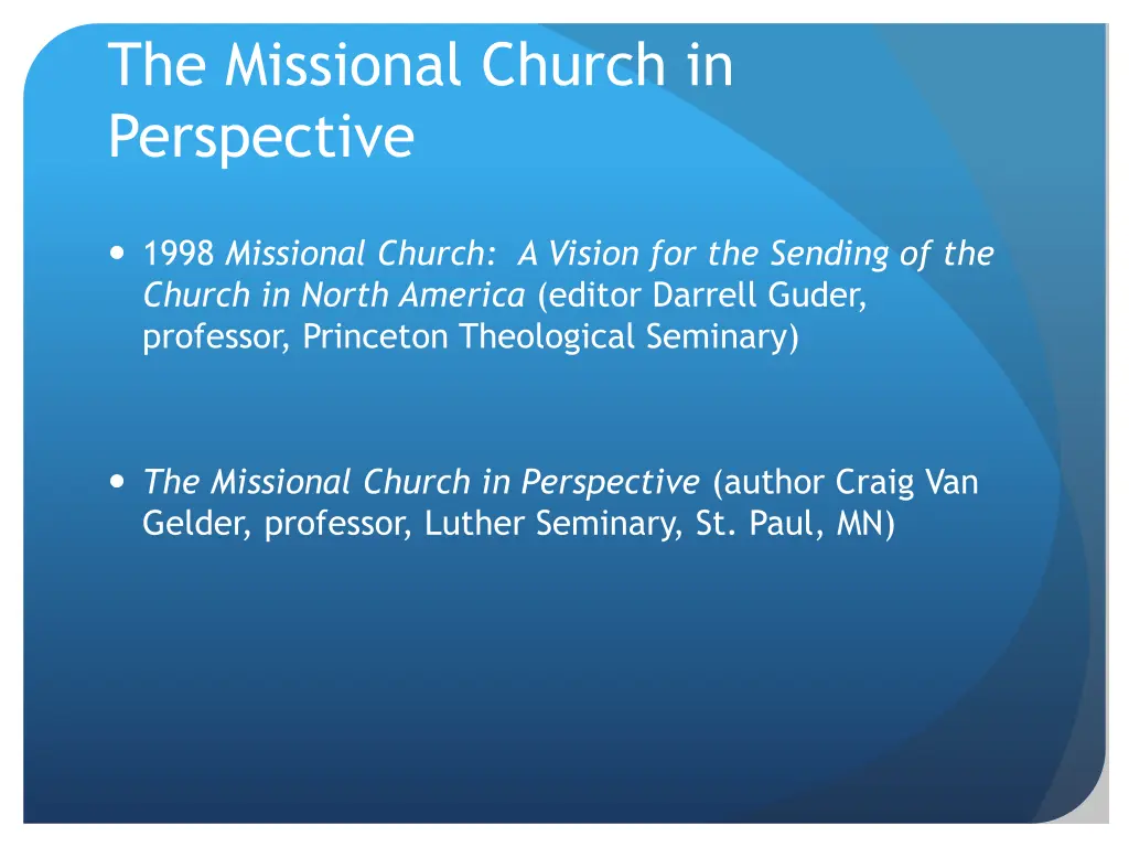 the missional church in perspective