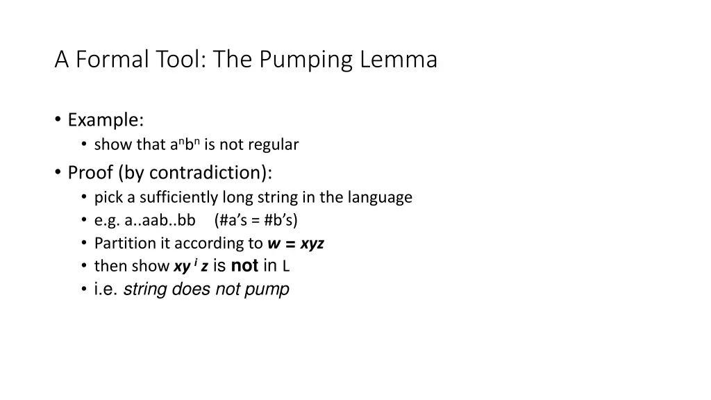 a formal tool the pumping lemma 2