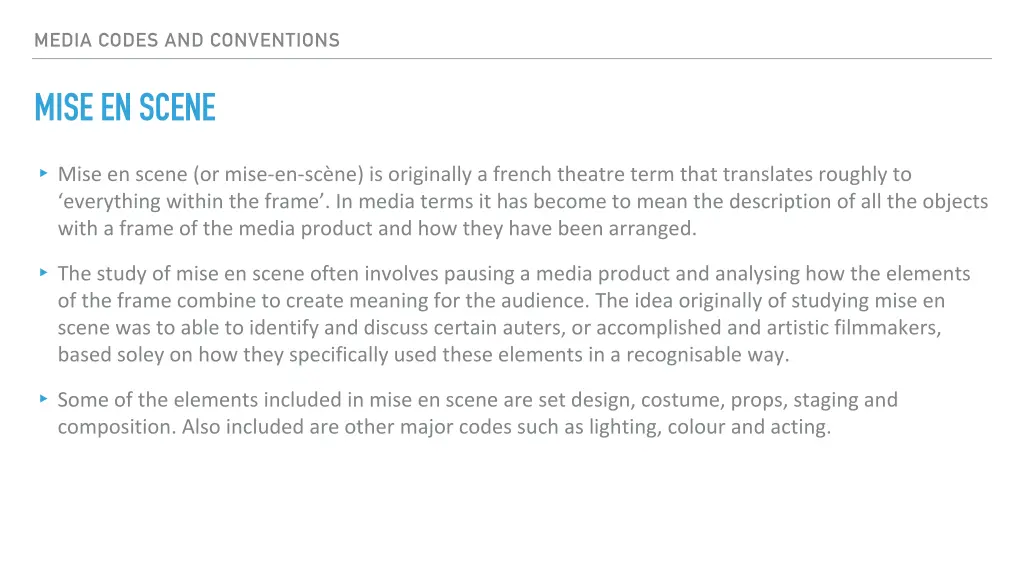 media codes and conventions