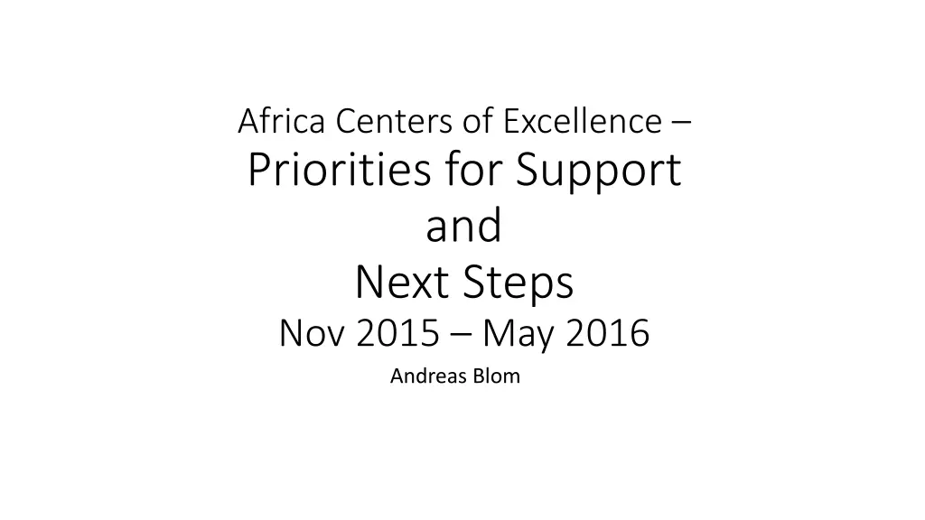 africa centers of excellence priorities