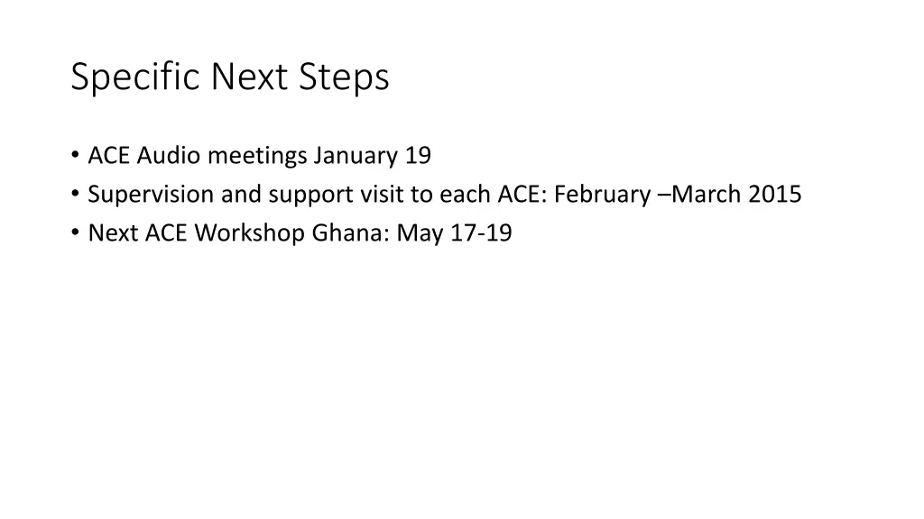specific next steps