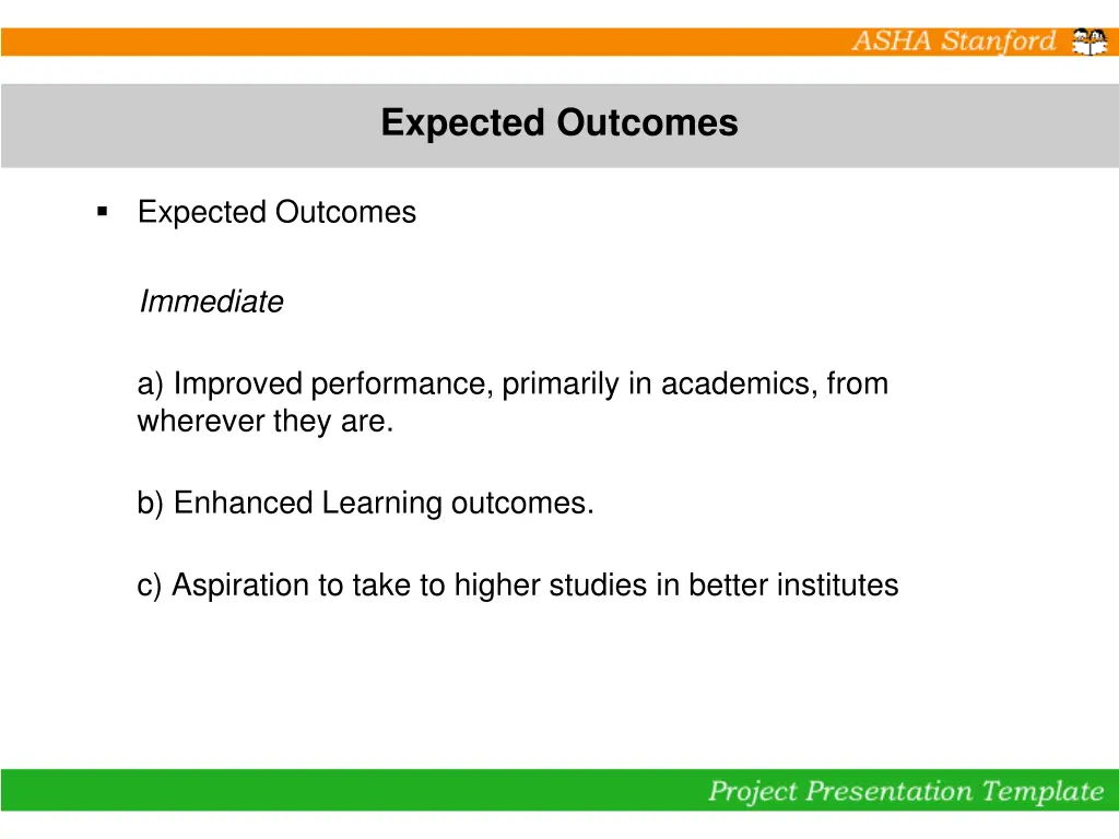 expected outcomes