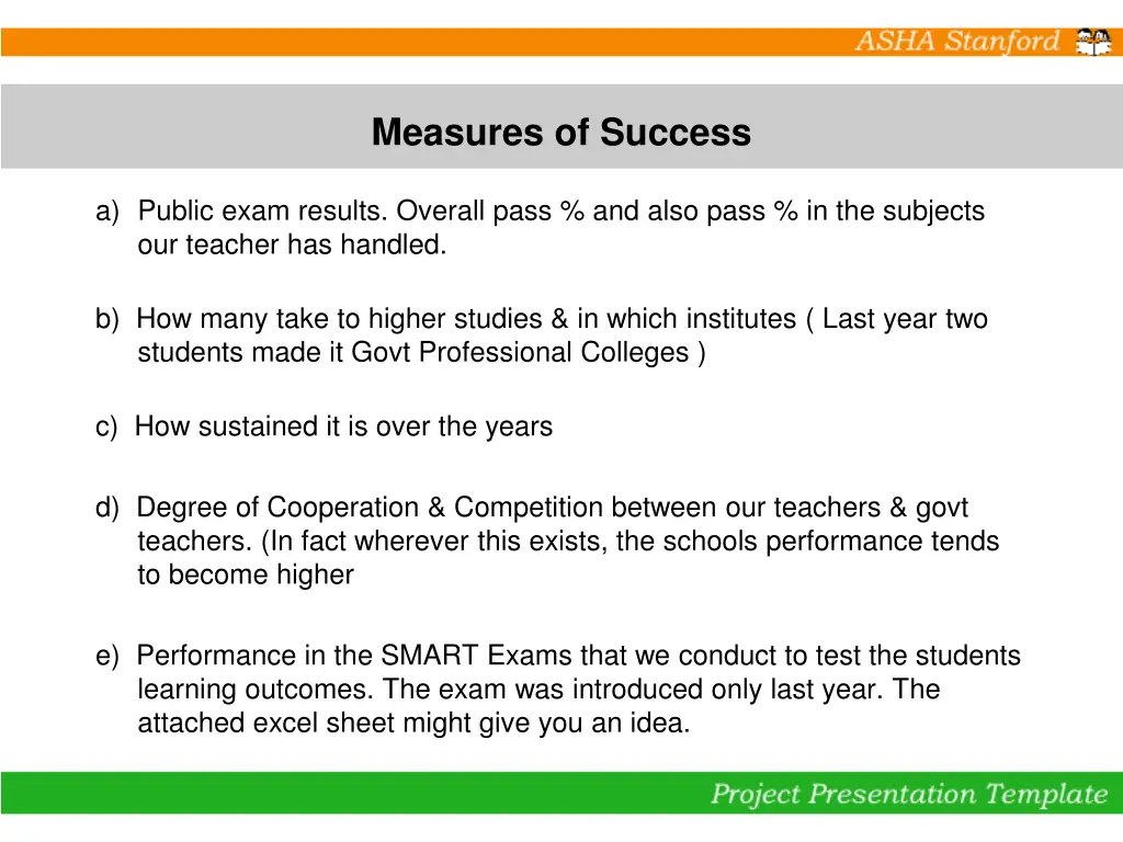 measures of success