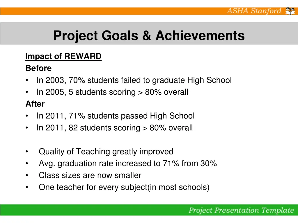 project goals achievements 1