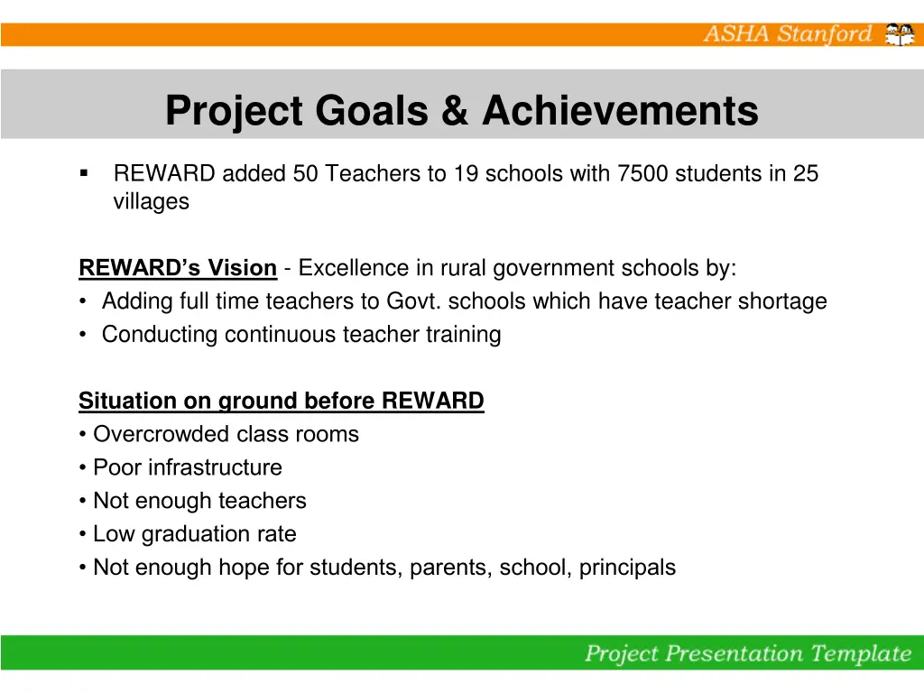 project goals achievements