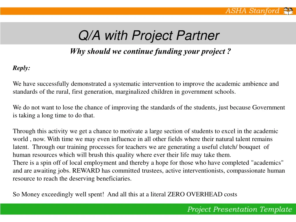 q a with project partner why should we continue