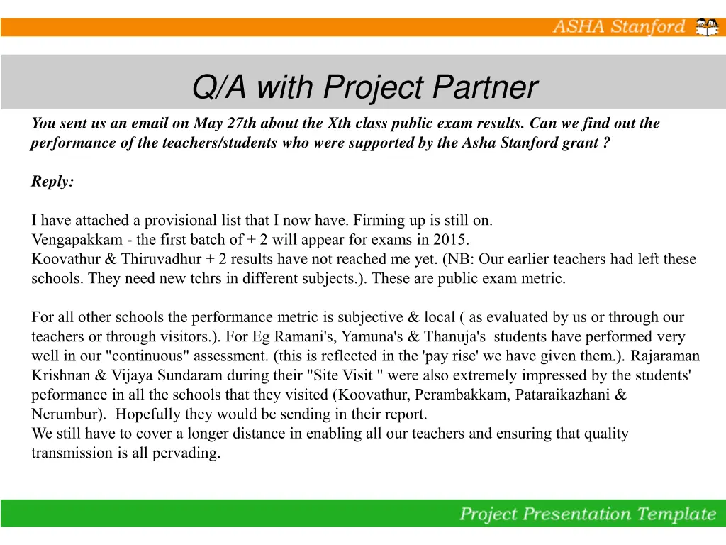 q a with project partner you sent us an email