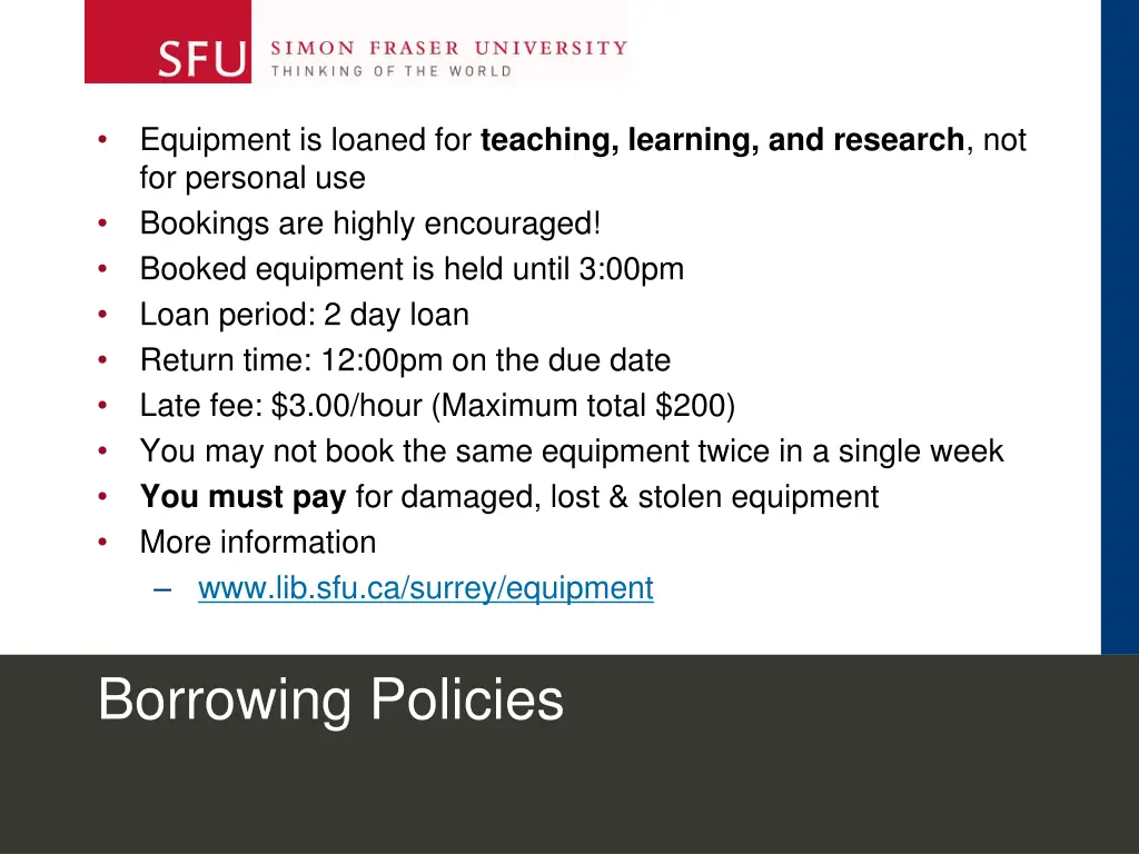equipment is loaned for teaching learning