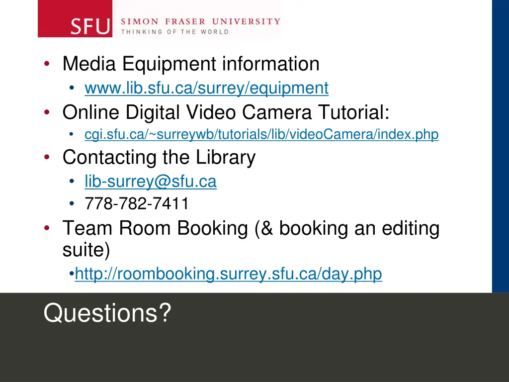 media equipment information www lib sfu ca surrey