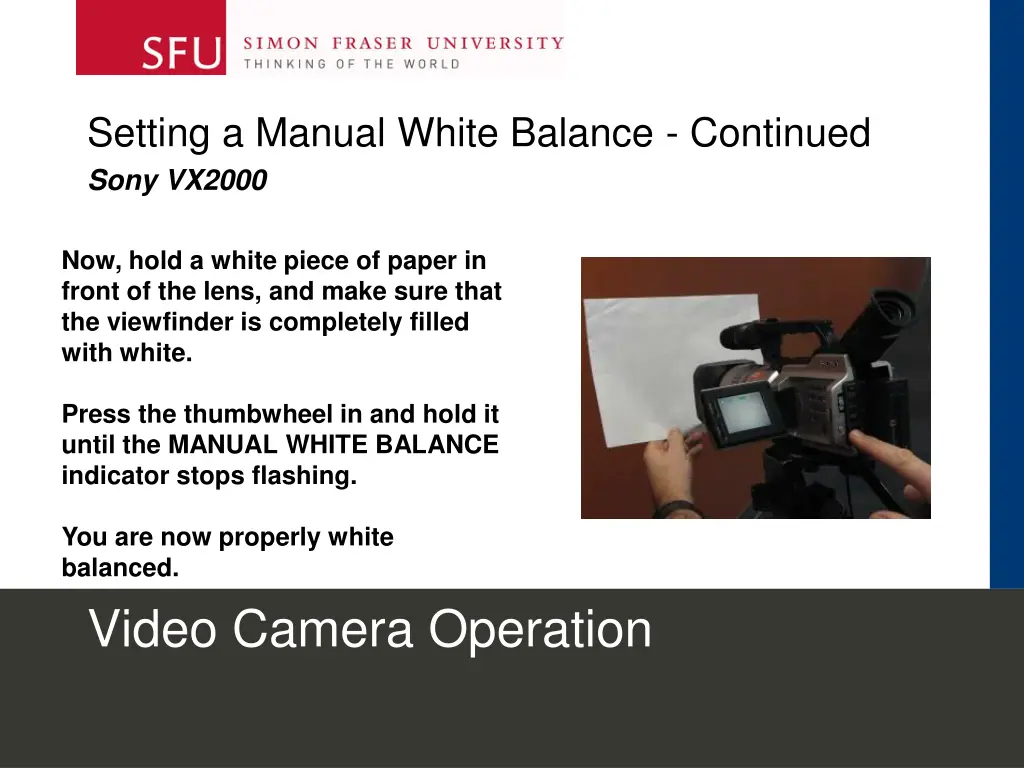 setting a manual white balance continued sony