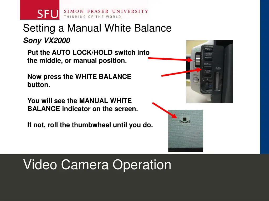 setting a manual white balance sony vx2000