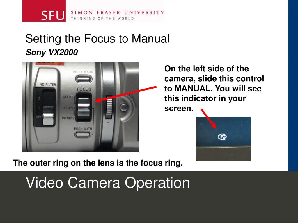 setting the focus to manual sony vx2000
