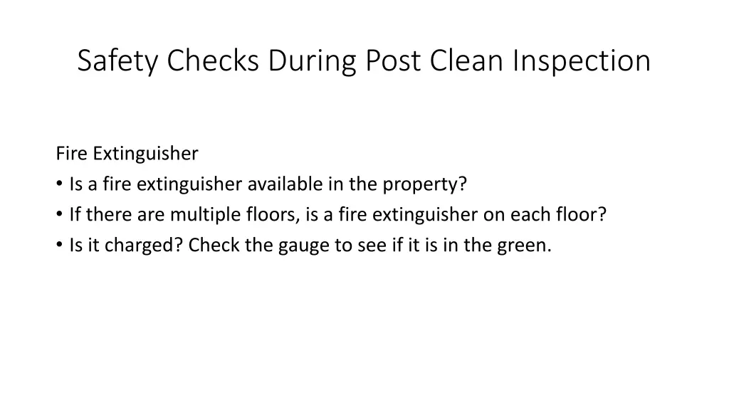 safety checks during post clean inspection 1