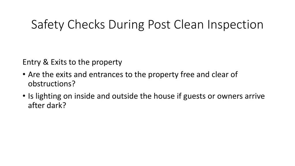 safety checks during post clean inspection 2