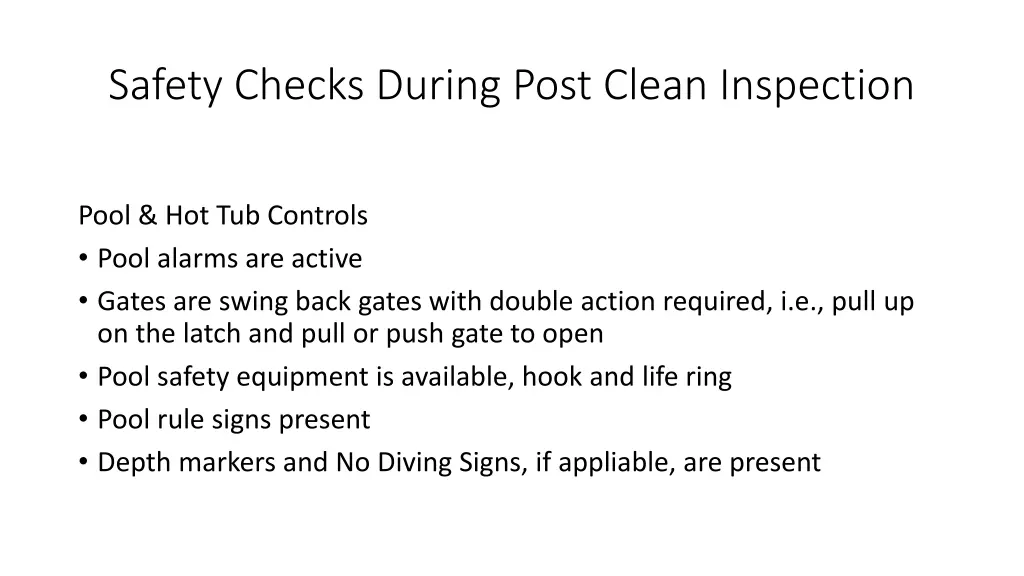 safety checks during post clean inspection 4