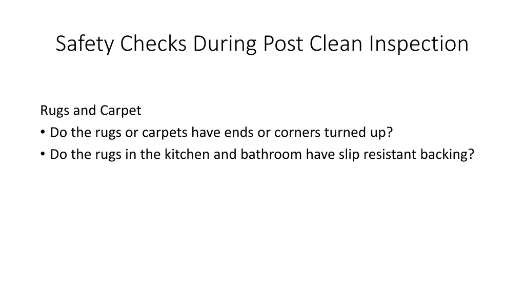 safety checks during post clean inspection 6