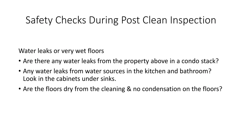 safety checks during post clean inspection 7