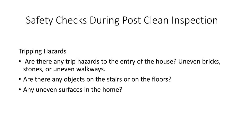 safety checks during post clean inspection 8