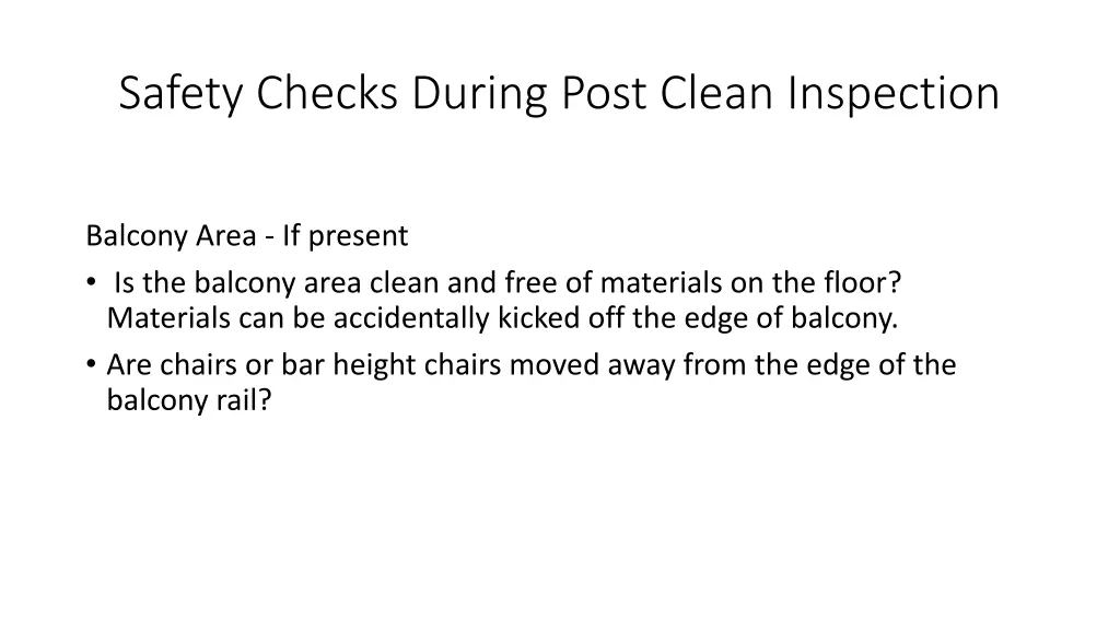 safety checks during post clean inspection 9