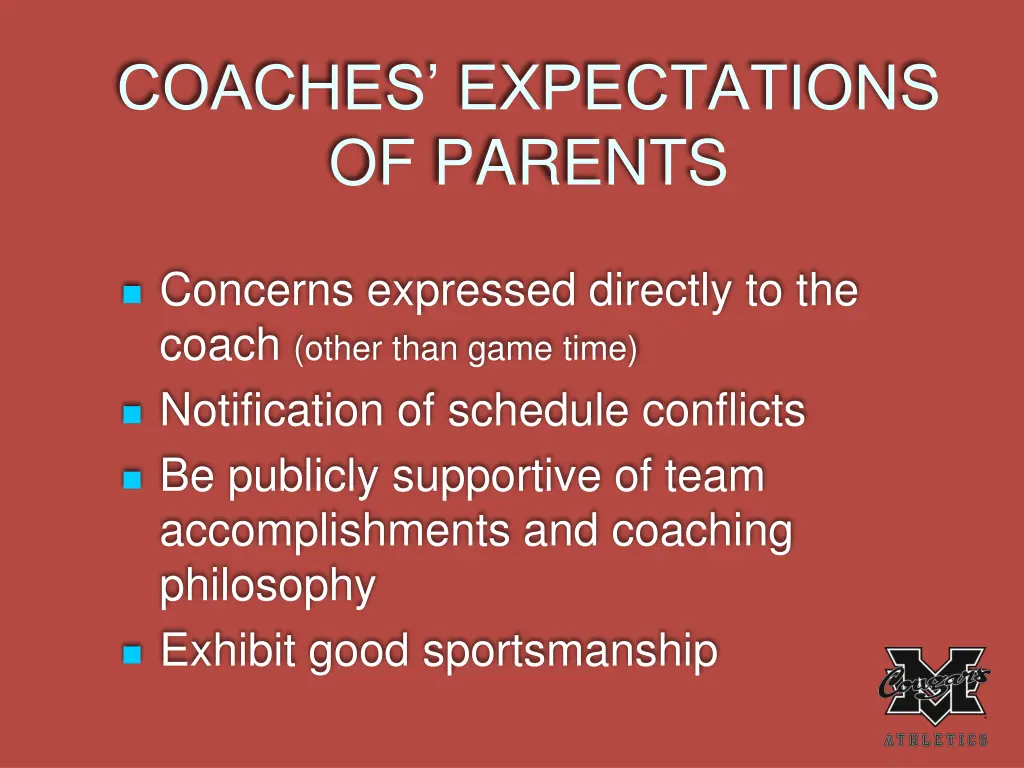 coaches expectations of parents