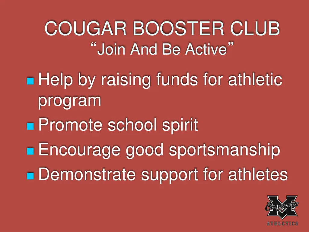 cougar booster club join and be active