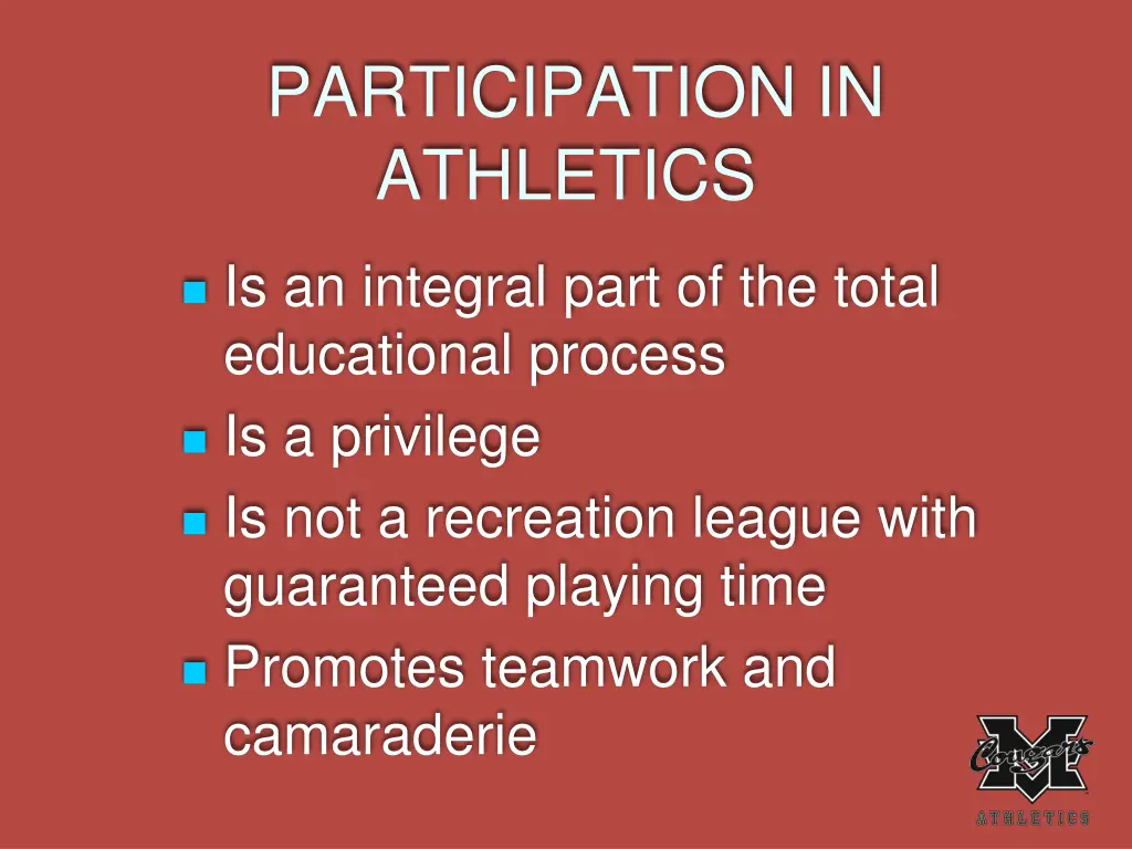 participation in athletics