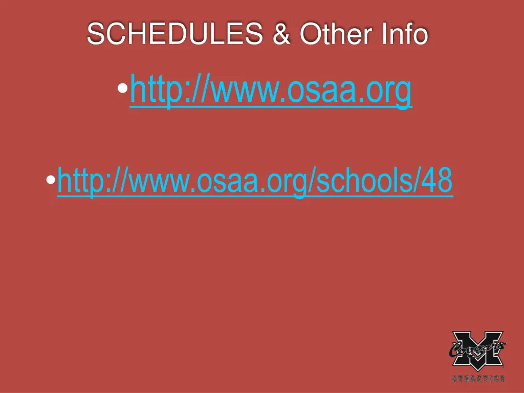 schedules other info http www osaa org
