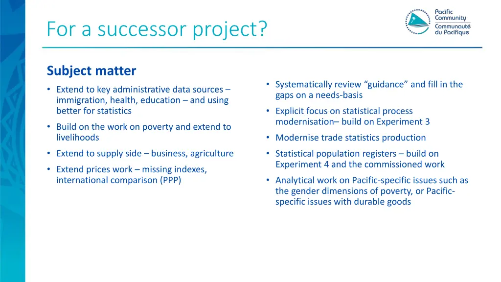 for a successor project