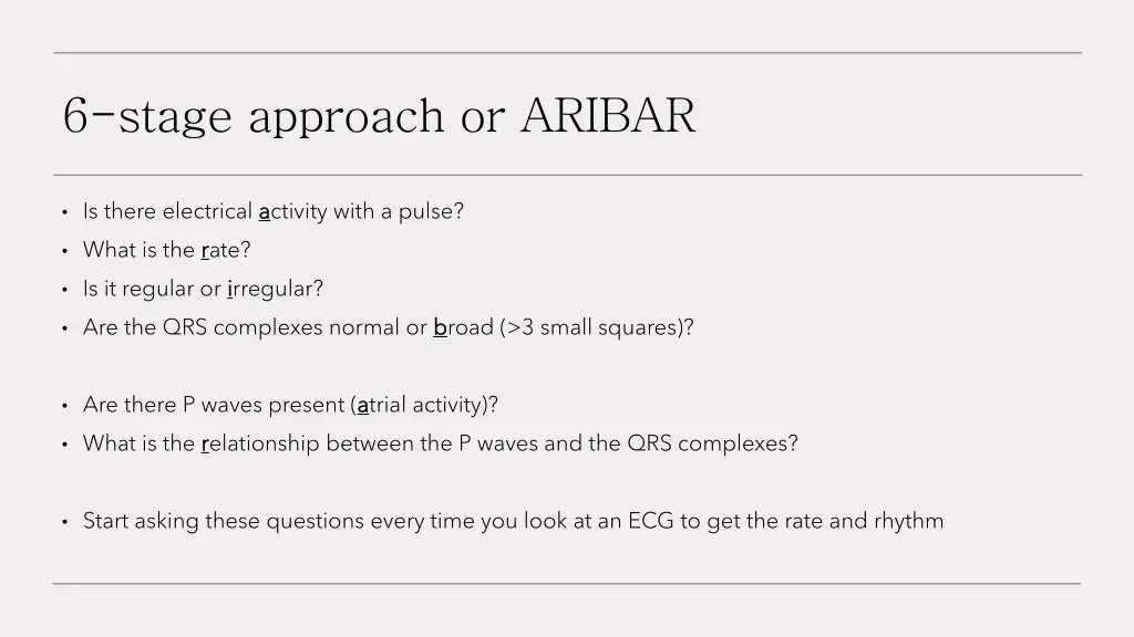 6 stage approach or aribar