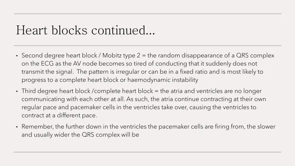 heart blocks continued