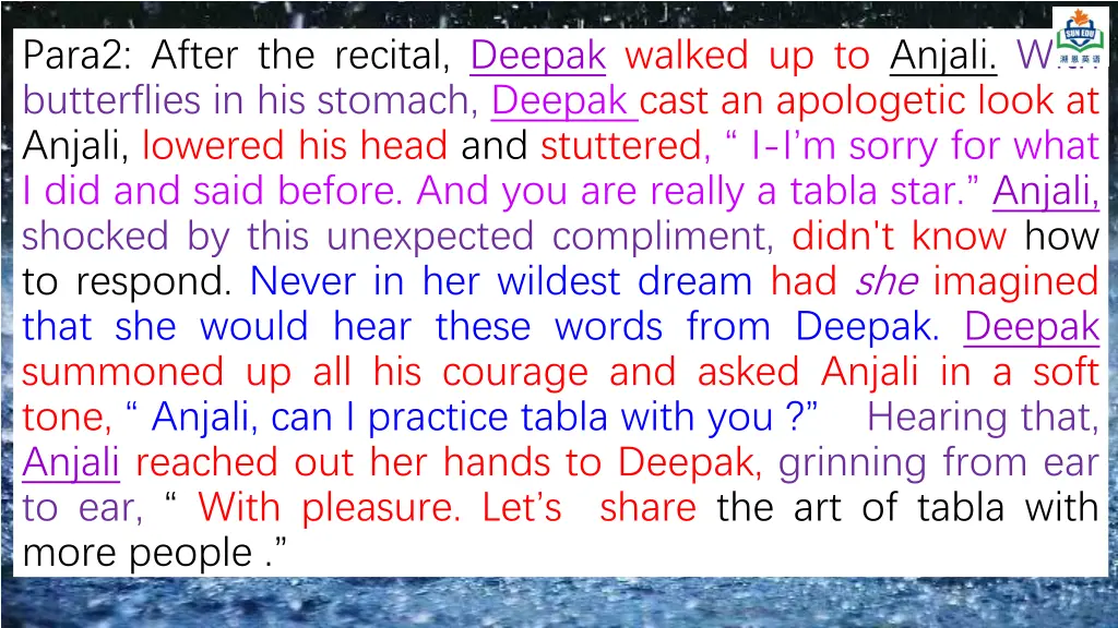 para2 after the recital deepak walked