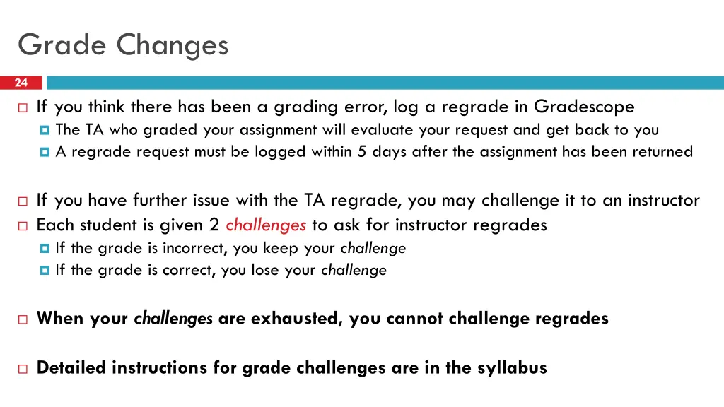 grade changes