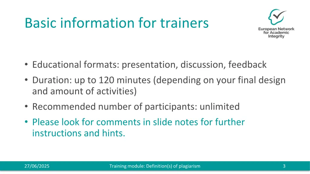 basic information for trainers 1