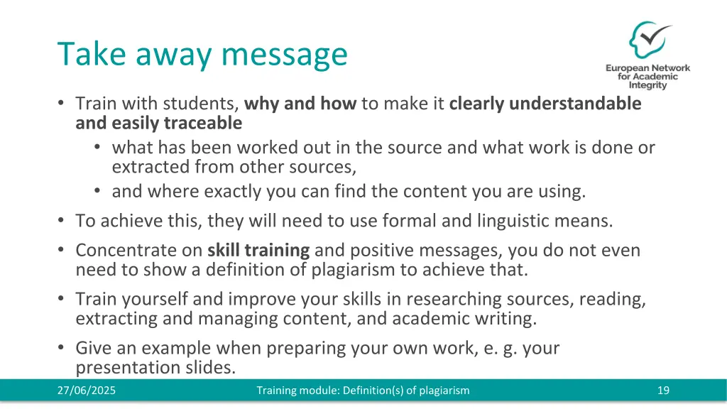 take away message