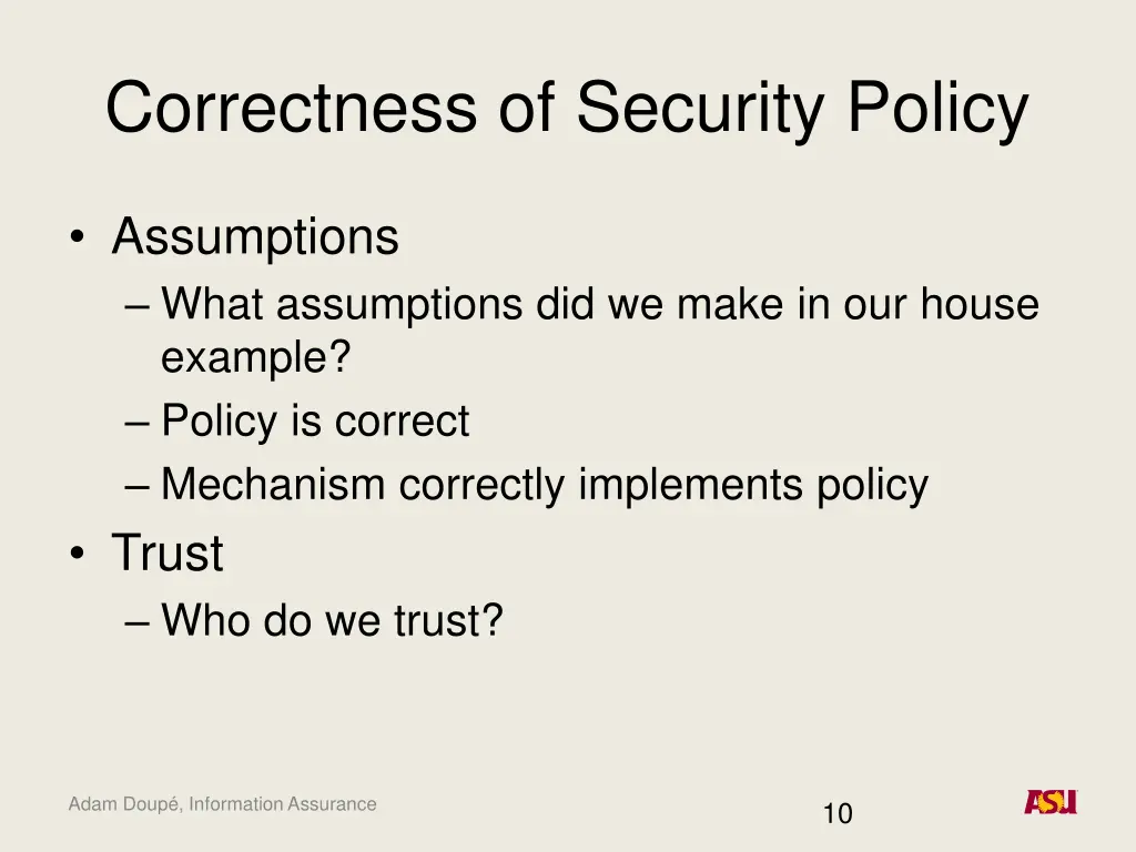 correctness of security policy