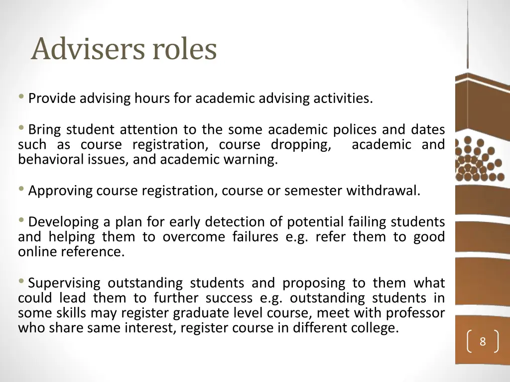 advisers roles