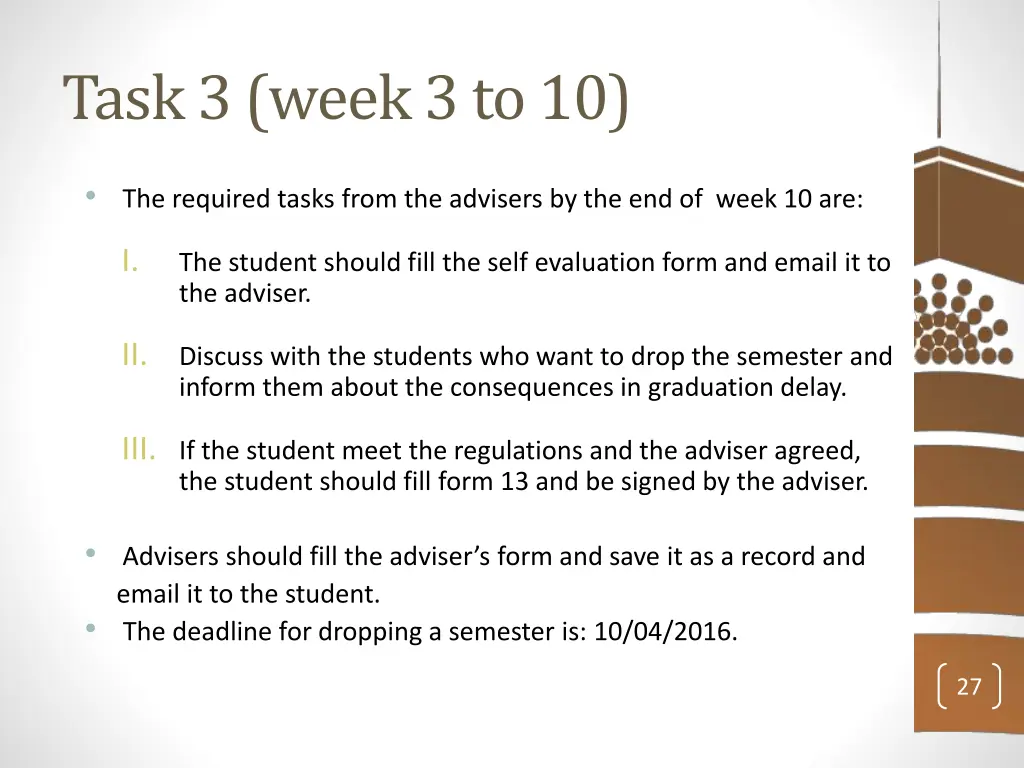 task 3 week 3 to 10