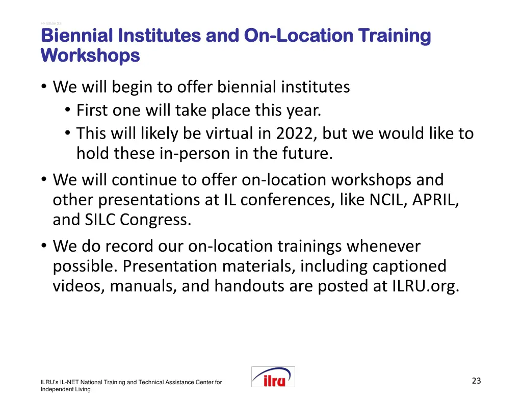 slide slide 23 biennial institutes
