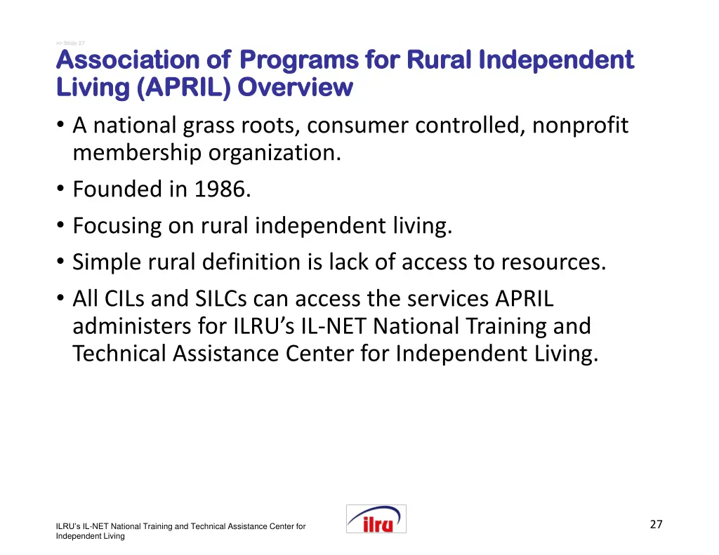 slide slide 27 association of programs for rural