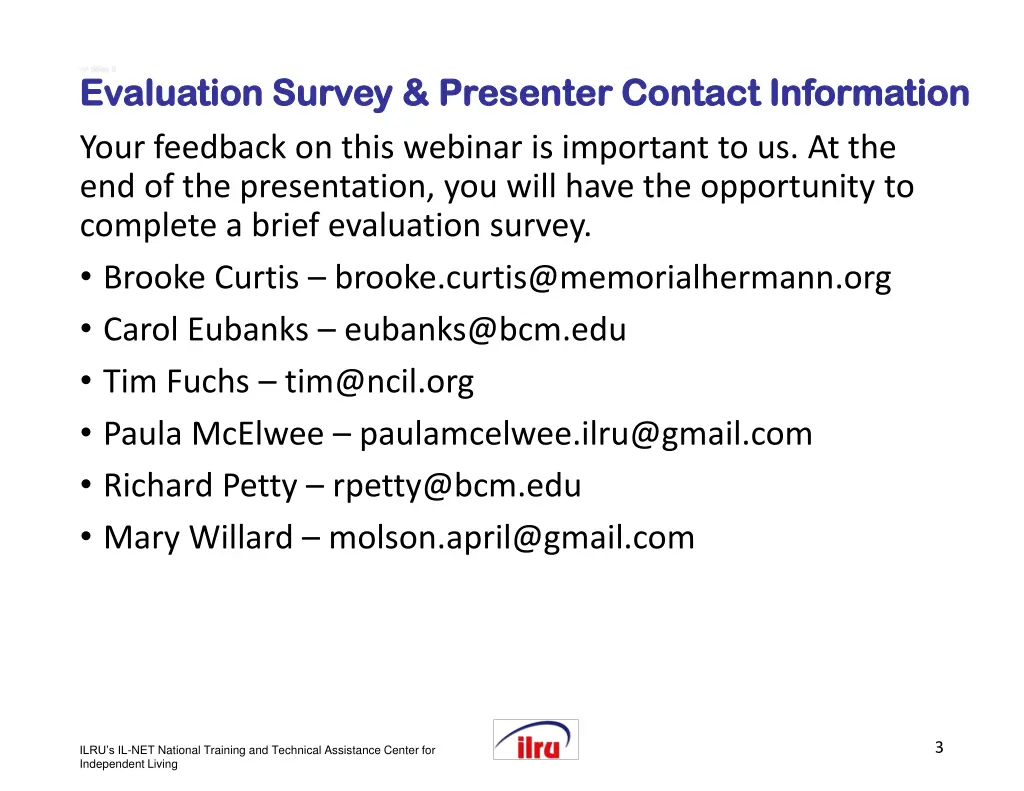 slide slide 3 3 evaluation survey presenter