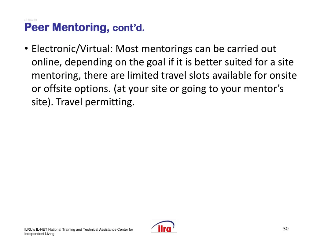 slide slide 30 peer mentoring peer mentoring cont