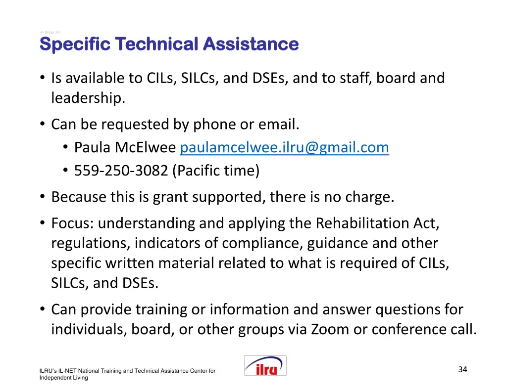 slide slide 34 specific technical assistance