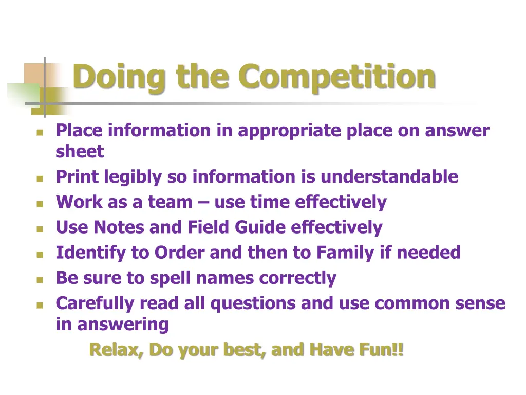 doing the competition